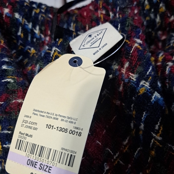 2 FOR 20 SALE St. John’s Bay Plaid Fringe Toggle Button Poncho One Size - Picture 5 of 11